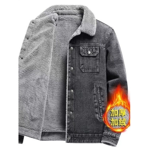 男士牛仔外套秋冬季加絨加厚寬鬆休閒夾克乾活耐磨保暖工作服上衣