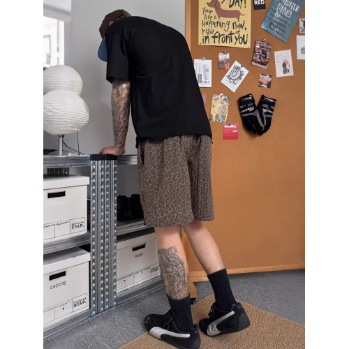 夏季山系豹紋工裝短褲戶外機能風防水速乾男寬鬆百搭運動五分短褲