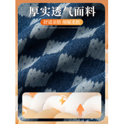 花花公子牛仔外套男士秋冬季寬鬆休閒潮流加絨保暖棋盤格夾克上衣