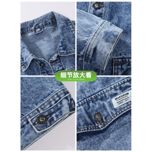 袋鼠復古痞帥風牛仔外套男士春季寬鬆多口袋夾克潮流春秋款上衣