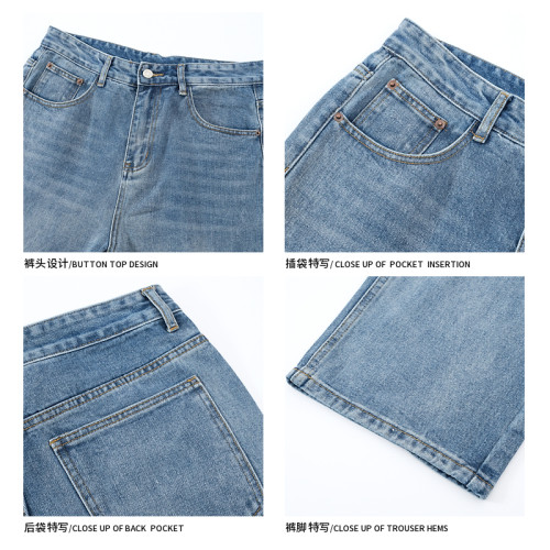 悟空有貨潮牌ins做舊水洗直筒牛仔褲男復古潮流寬鬆百搭休閒長褲