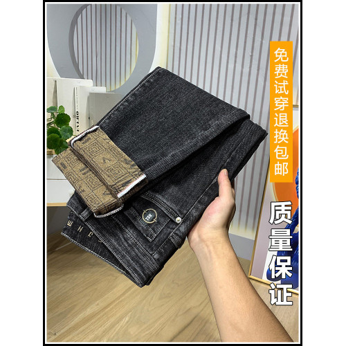 秋冬牛仔褲男2025新款休閒厚款潮牌寬鬆直筒冬季加絨加厚男士長褲