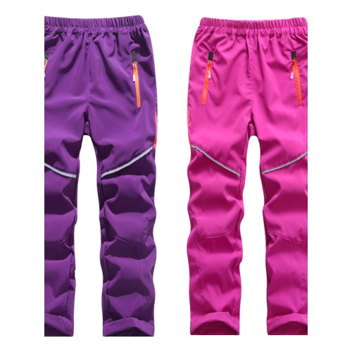 戶外兒童沖鋒褲男童女童軟殼秋冬季滑雪褲子加絨加厚保暖防水防風