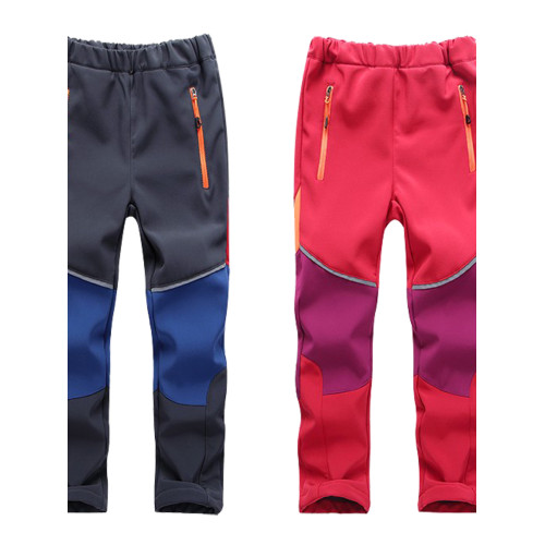 戶外兒童沖鋒褲男童女童軟殼秋冬季滑雪褲子加絨加厚保暖防水防風