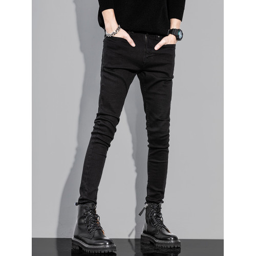 GURBAKS新款黑色牛仔褲男士修身小腳韓版彈力褲子休閒潮牌緊身褲 GURBAKS新款黑色牛仔褲男士修身小腳韓版彈力褲子休閒潮牌緊身褲