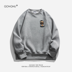 美式潮牌無帽圓領衛衣男女春秋季高街簡約內搭情侶嘻哈長袖打底衫