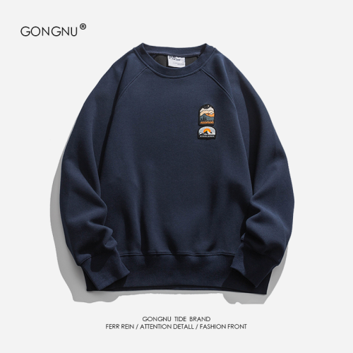 美式潮牌無帽圓領衛衣男女春秋季高街簡約內搭情侶嘻哈長袖打底衫