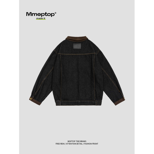 Mmoptop春秋冬季美式復古潮流牛仔外套男士寬鬆休閒情侶夾克男款