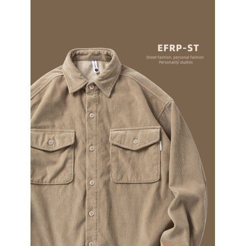日系百搭EFRP加絨工裝燈芯絨襯衫男款秋冬季2025新款長袖保暖襯衣