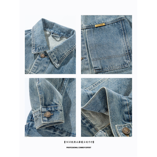 NINPURE 重磅做舊水洗牛仔外套男士秋季新款寬鬆潮牌工裝夾克上衣