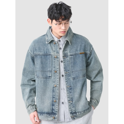 NINPURE 重磅做舊水洗牛仔外套男士秋季新款寬鬆潮牌工裝夾克上衣