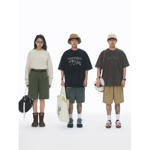 江南先生NewJNXS美式復古工裝短褲男女夏潮直筒寬鬆休閒褲子