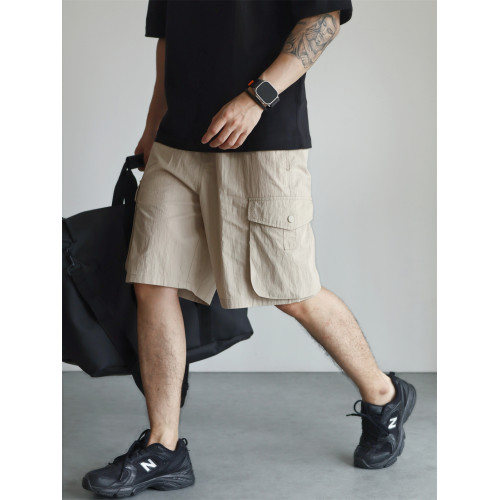 YUXIAN輕量化肌理感日系工裝短褲口袋寬鬆直筒休閒百搭薄款春夏季