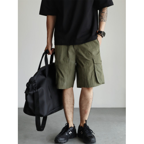 YUXIAN輕量化肌理感日系工裝短褲口袋寬鬆直筒休閒百搭薄款春夏季