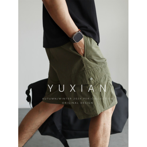 YUXIAN輕量化肌理感日系工裝短褲口袋寬鬆直筒休閒百搭薄款春夏季