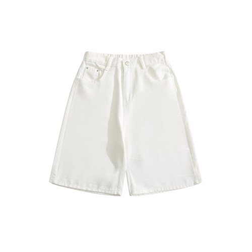 BOYUE帛躍直筒半松緊腰純色短褲青少年潮牌簡約時尚情侶五分褲男