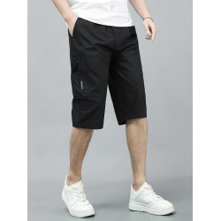 夏季男士純棉七分褲透氣薄款中老年爸爸短褲寬鬆工裝運動沙灘中褲