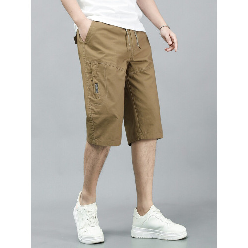 夏季男士純棉七分褲透氣薄款中老年爸爸短褲寬鬆工裝運動沙灘中褲