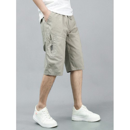 夏季男士純棉七分褲透氣薄款中老年爸爸短褲寬鬆工裝運動沙灘中褲