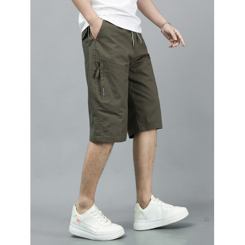 夏季男士純棉七分褲透氣薄款中老年爸爸短褲寬鬆工裝運動沙灘中褲