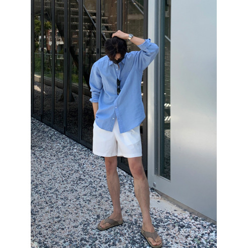 SSUMENAM白色短褲男夏季休閒水洗棉褲子潮牌百搭直筒五分褲沙灘