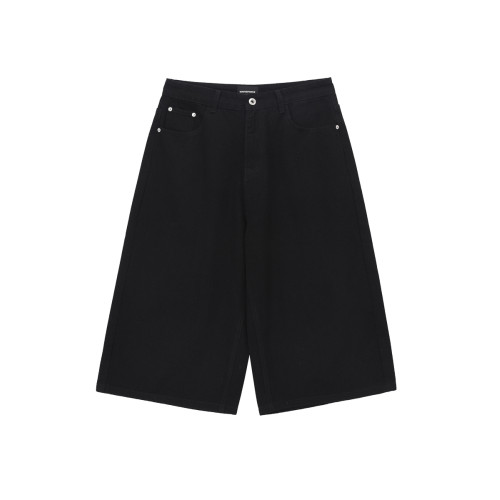 19studio WAYNEPRINCE夏季韓版純色休閒五分褲寬鬆百搭牛仔短褲潮