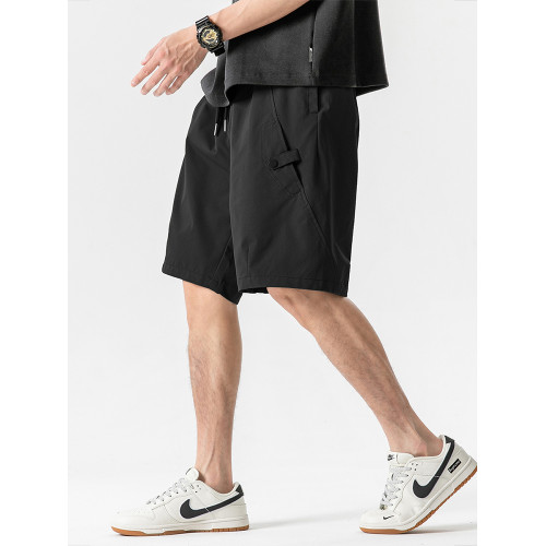 LAZY DAY原創男裝日系純色綉標工裝短褲男夏季寬鬆薄款速乾五分褲