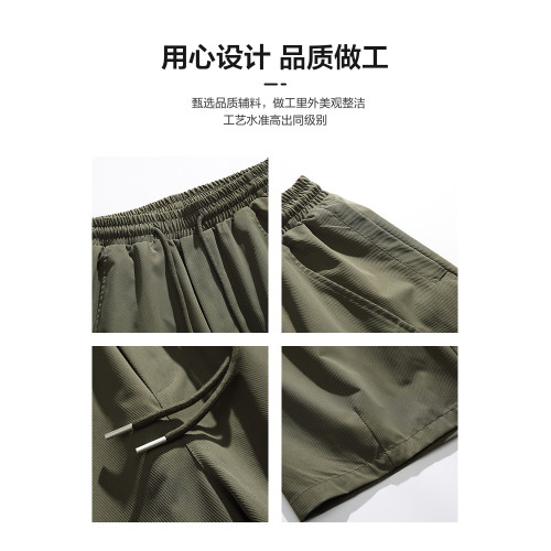 LAZY DAY原創男裝日系純色綉標工裝短褲男夏季寬鬆薄款速乾五分褲