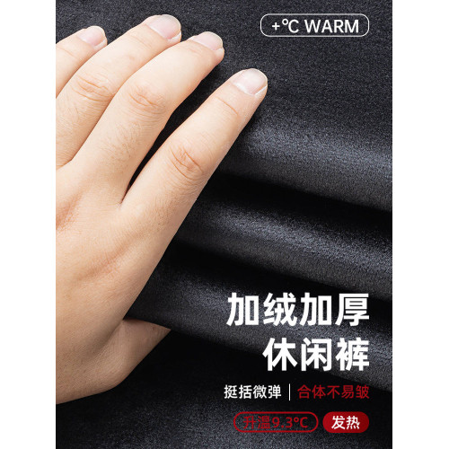 2025新款秋冬季加絨褲子男士寬鬆直筒休閒西褲中年厚款大碼休閒褲