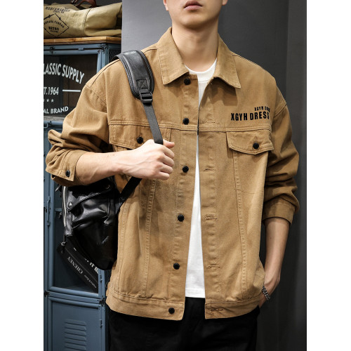 冬季美式新款男士牛仔外套2025痞帥潮牌工裝夾克秋冬休閒獵裝上衣