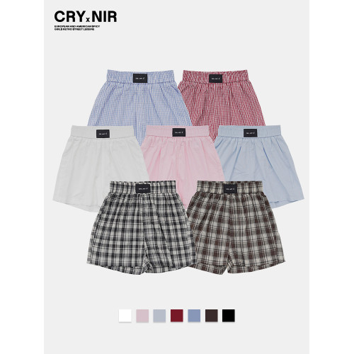 李會贏2025美式復古高街內搭全棉格子短褲百搭純棉打底褲男女同款