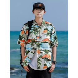 WASSUP夏威夷風休閒沙灘冰絲短褲潮牌寬鬆旅遊度假運動薄款休閒褲