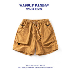 WASSUP PANDA速乾工裝短褲男夏季美式潮牌薄款寬鬆休閒運動三分褲
