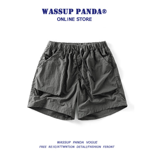 WASSUP PANDA速乾工裝短褲男夏季美式潮牌薄款寬鬆休閒運動三分褲