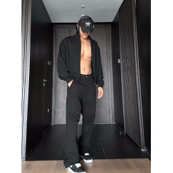 JZD 白/黑 美式高街VIBE直筒水洗牛仔褲 顯瘦顯高百搭痞帥休閒褲