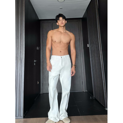 JZD 白/黑 美式高街VIBE直筒水洗牛仔褲 顯瘦顯高百搭痞帥休閒褲