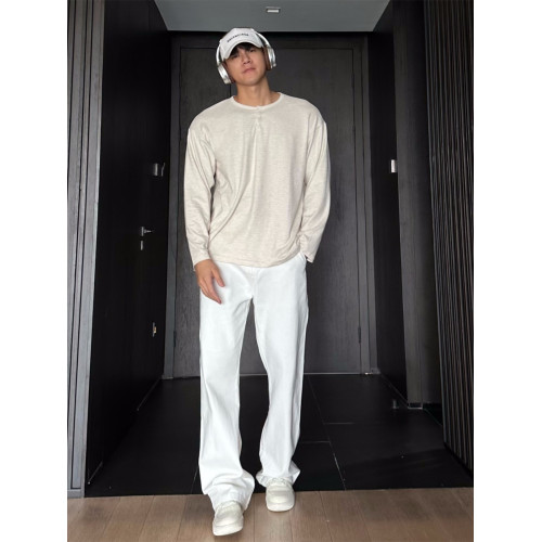 JZD 白/黑 美式高街VIBE直筒水洗牛仔褲 顯瘦顯高百搭痞帥休閒褲