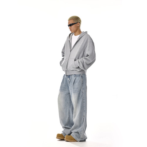 美式復古水洗cleanfit牛仔褲男女潮牌高街直筒百搭寬鬆休閒濶腿褲