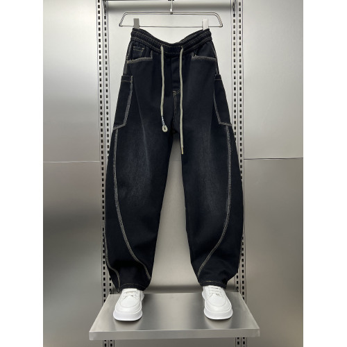 2025秋冬加厚牛仔褲男士時尚潮牌彎刀褲復古寬鬆直筒濶腿休閒長褲