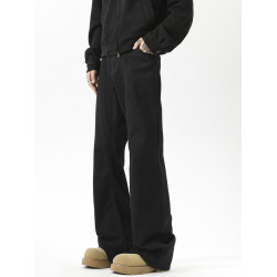 悟空有貨美式街頭cleanfit黑色微喇牛仔褲男寬鬆顯瘦直筒拖地長褲