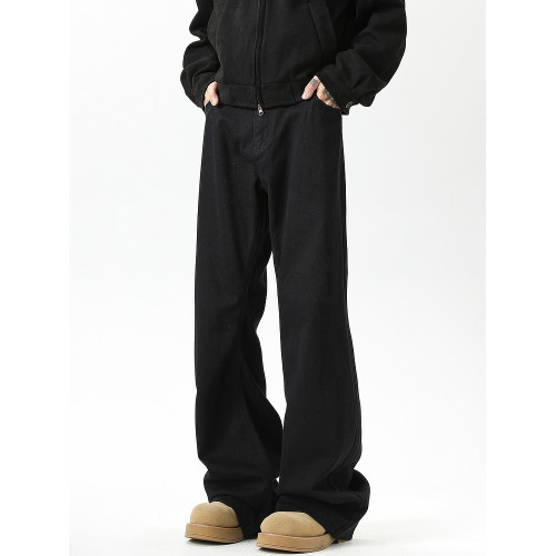 悟空有貨美式街頭cleanfit黑色微喇牛仔褲男寬鬆顯瘦直筒拖地長褲