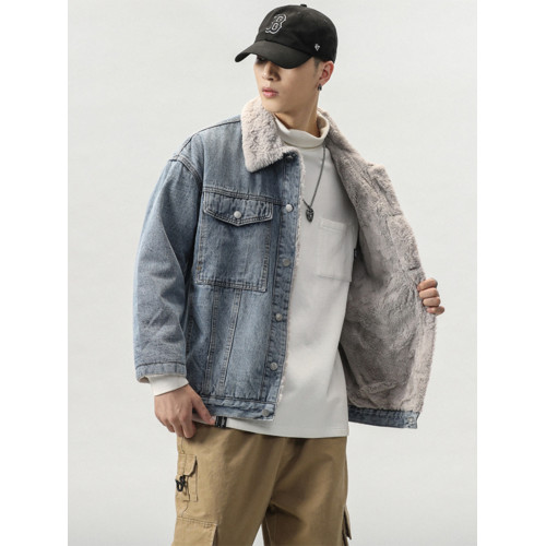 美式復古冬季新款加絨保暖牛仔外套男款潮牌寬鬆夾克上衣秋冬棉服