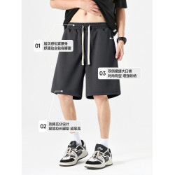 名創優品黑色短褲男生2026夏季青少年直筒運動休閒外穿五分褲子Y