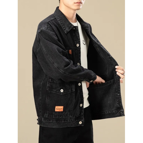 大碼男裝牛仔外套潮牌寬鬆休閒工裝夾克乾活耐磨防燙工作服上衣男