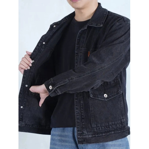 牛仔外套男春秋大碼男裝勞保工作服工地乾活電銲防燙耐磨工裝上衣