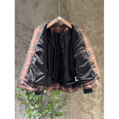 秋季牛仔拼接假兩件格子外套男韓版潮流青年痞帥休閒繙領牛仔夾克