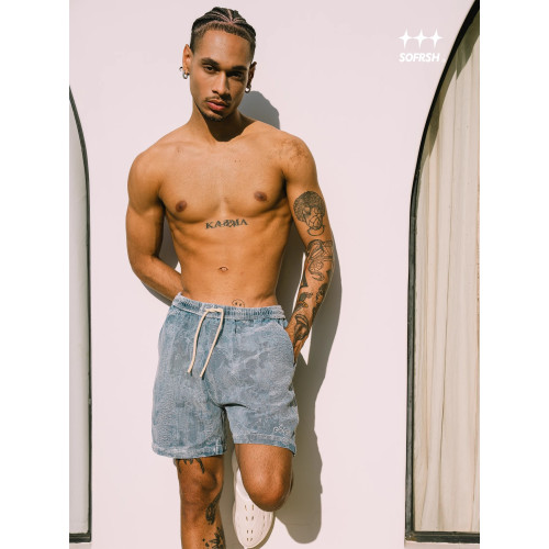 SOFRSH牛仔短褲美式潮流復古寬鬆五分褲街頭水洗做舊侷部破壞
