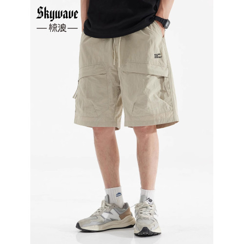 美式潮牌工裝短褲男士寬鬆大碼夏季薄款冰絲休閒褲胖子速乾五分褲