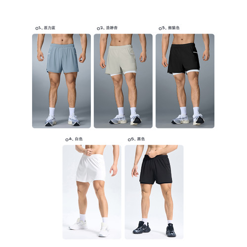 DINERSOUR 透氣健身運動短褲男速乾跑步專用高彈內襯訓練五分褲