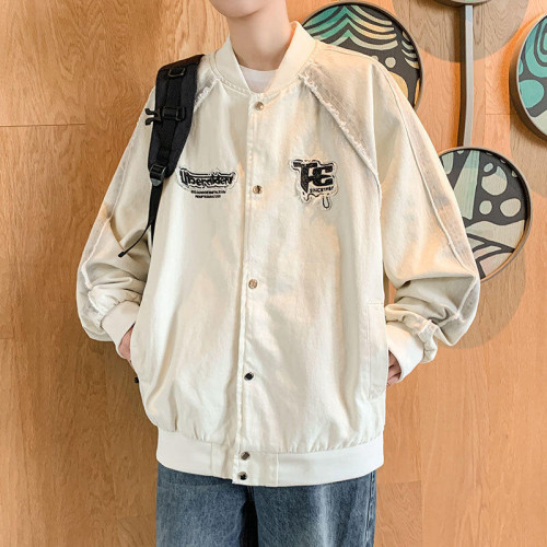 2025秋冬款立領牛仔外套男生加棉加厚潮流痞帥青少年棒球服夾克衫